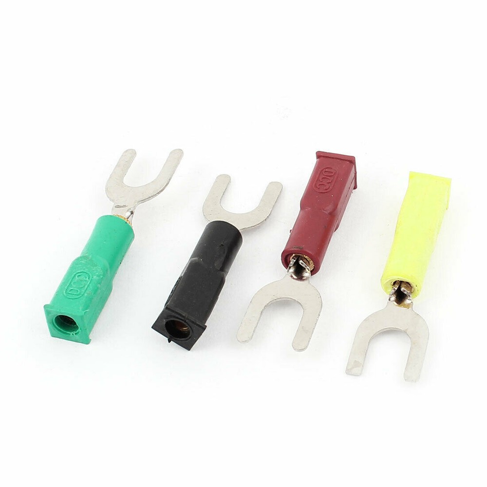 4 Pcs Electrical Test 8mm Open Width 4mm Hole Insulated Fork Terminal