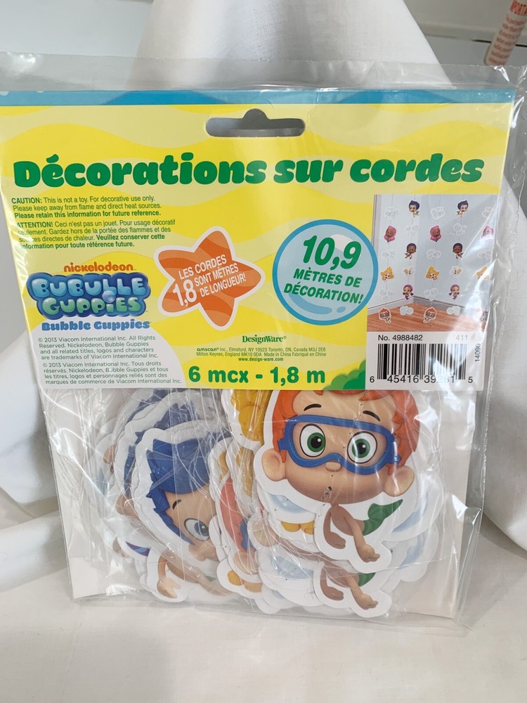 3 Bubble Guppies 6’ String Hanging Party Decorations Nickelodeon 18 PCS 108’ NEW