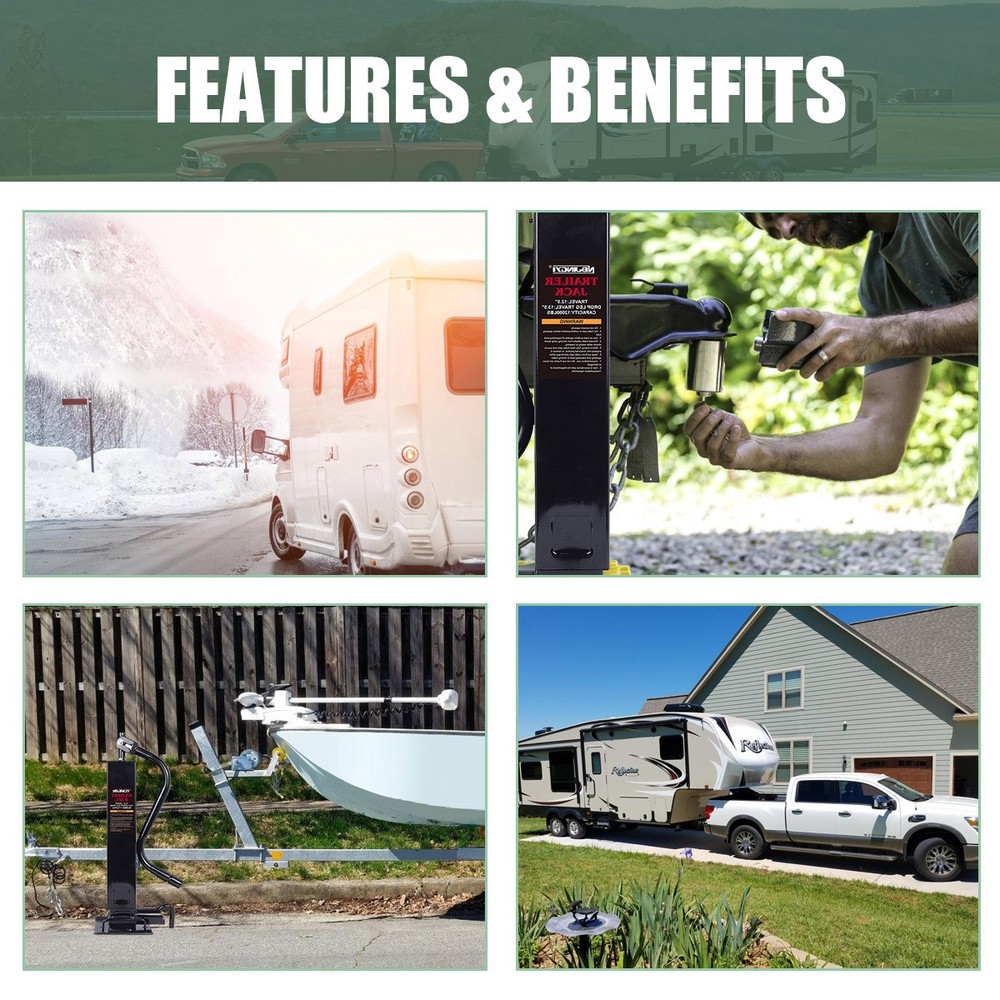 NEW 12000lbs 12.5"Heavy-Duty Trailer Jack Square Weld-on RV Yacht Trailer JY US