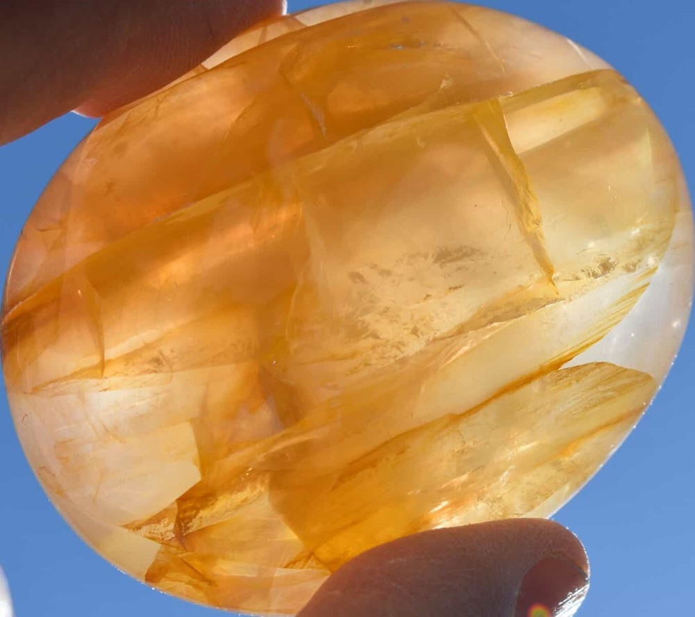 Yellow Hematoid Quartz Palm Stone #11