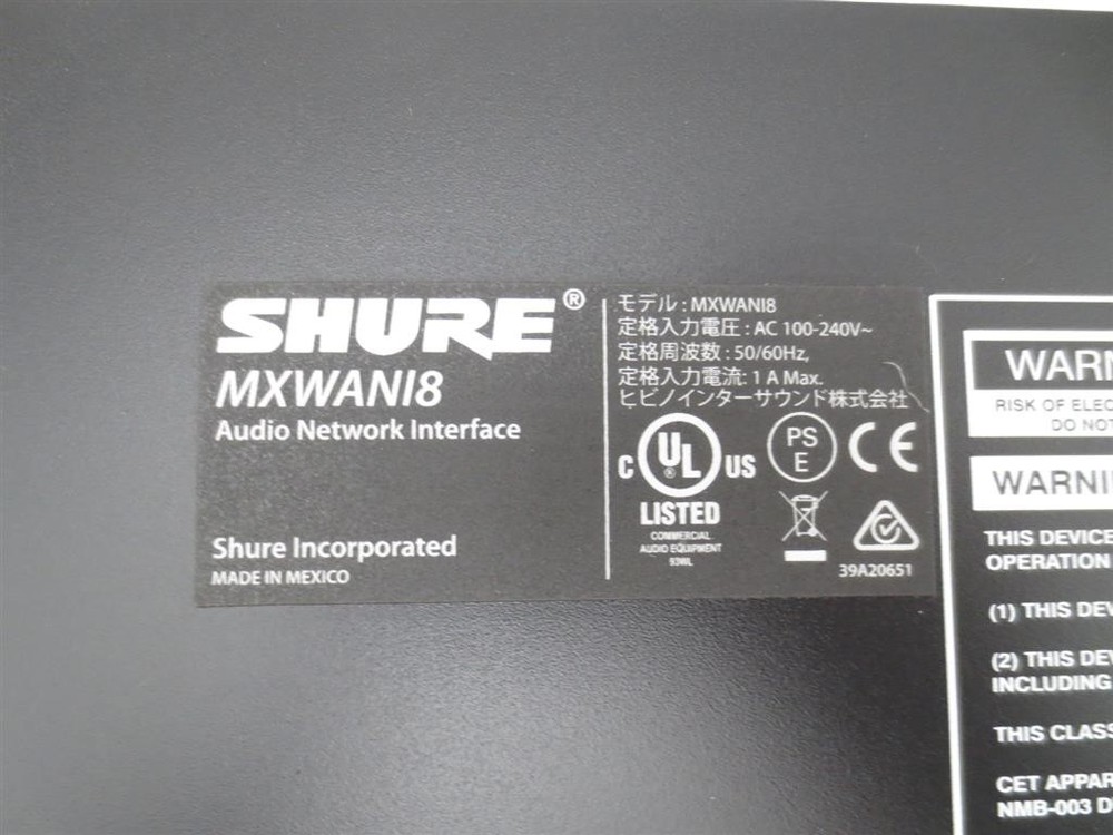 Shure MXWANI8 Microflex Wireless 8-Channel Audio Network Interface