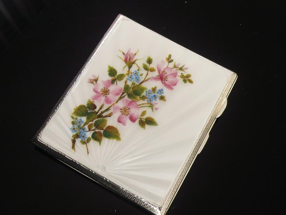 Sterling Silver Enamel Cigarette Case, Birmingham 1944, Bert Gordon