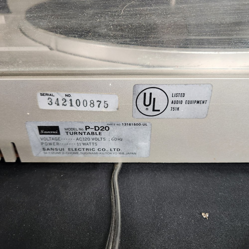 Sansui P-D20 Turntable Record Player- Works!