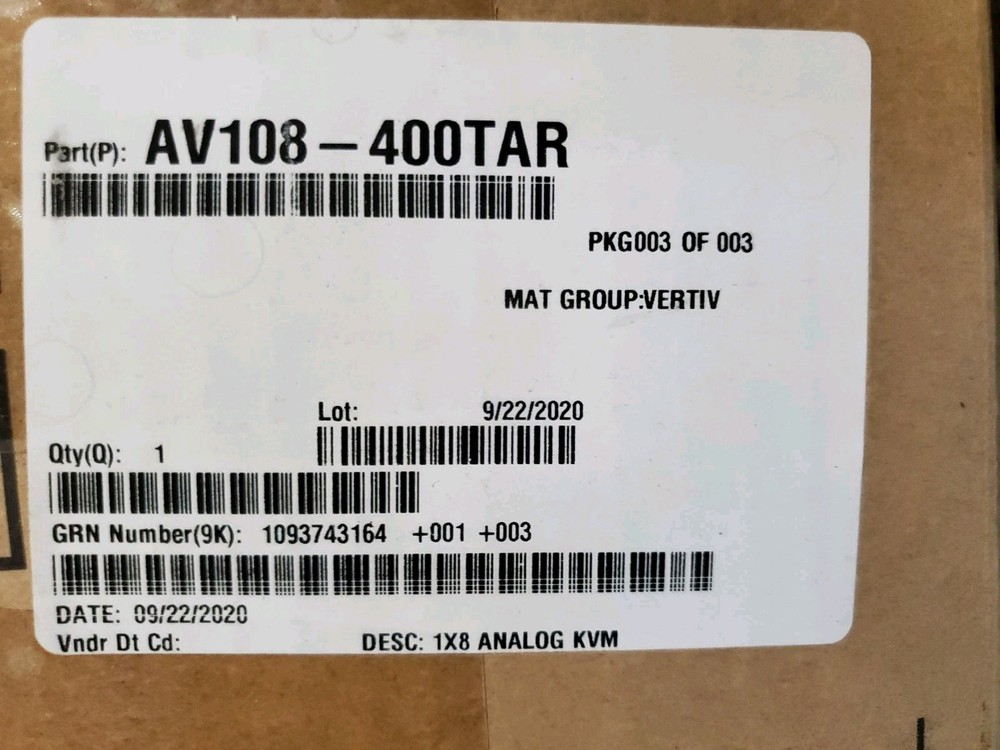 NEW Vertiv Avocent AV108-400 8-Ports Basic KVM Switch