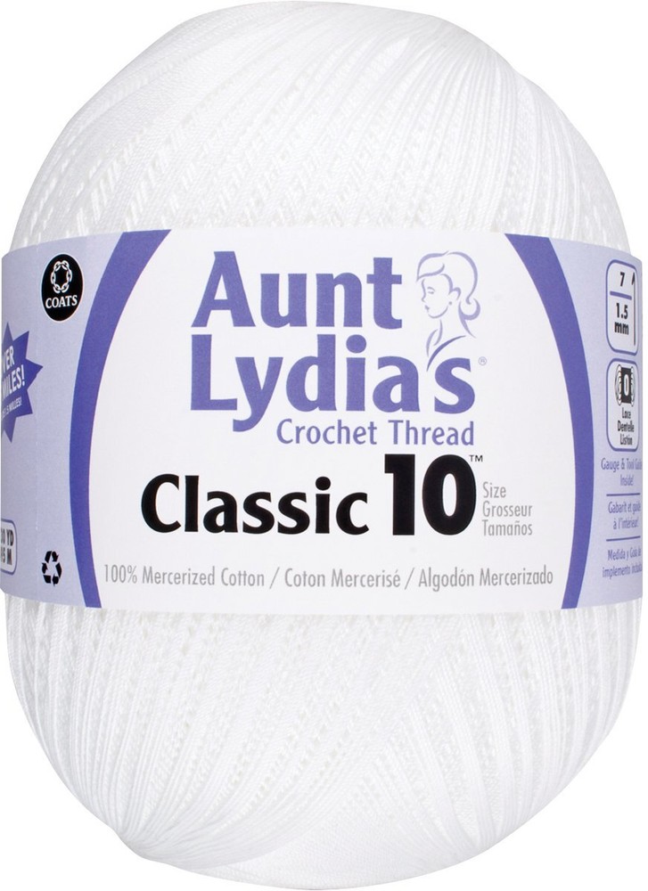 's Classic Crochet Thread Size 10 Jumbo - White