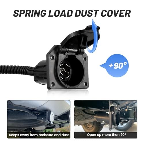 7 Way RV Trailer Light Connector Socket 7 Pin Wire Electrical Trailer Adapter