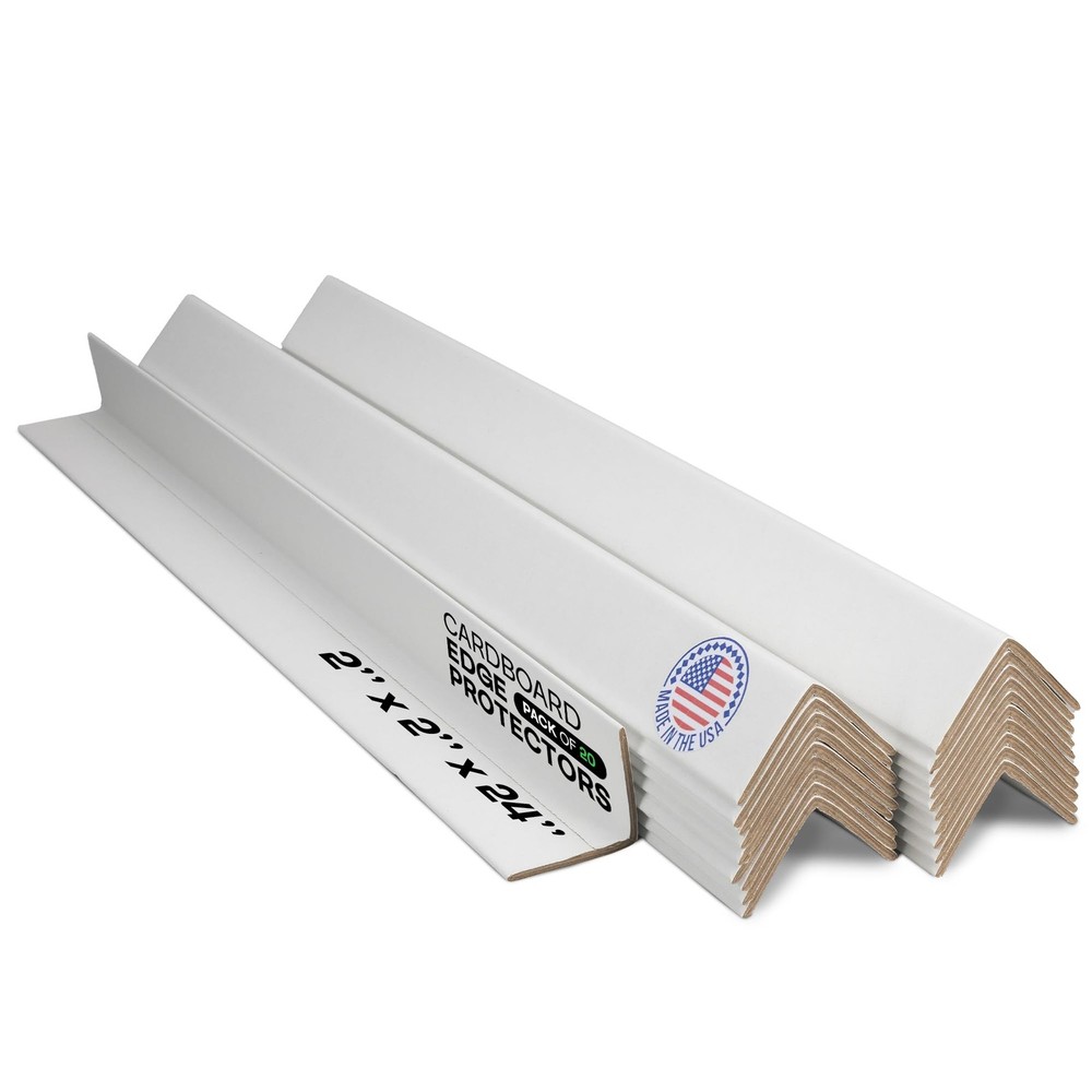 IDL Packaging 2” x x 24” Cardboard Edge Protector (Pack 2W" x 24L", White