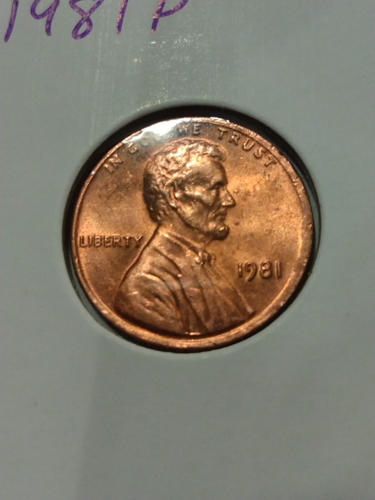 1981 P Penny High MS/Misaligned Die Obverse