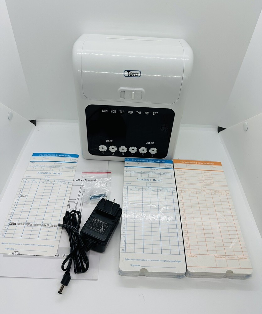 Tera Digital LCD Display Time Clock with Extra 100pcs Time Cards