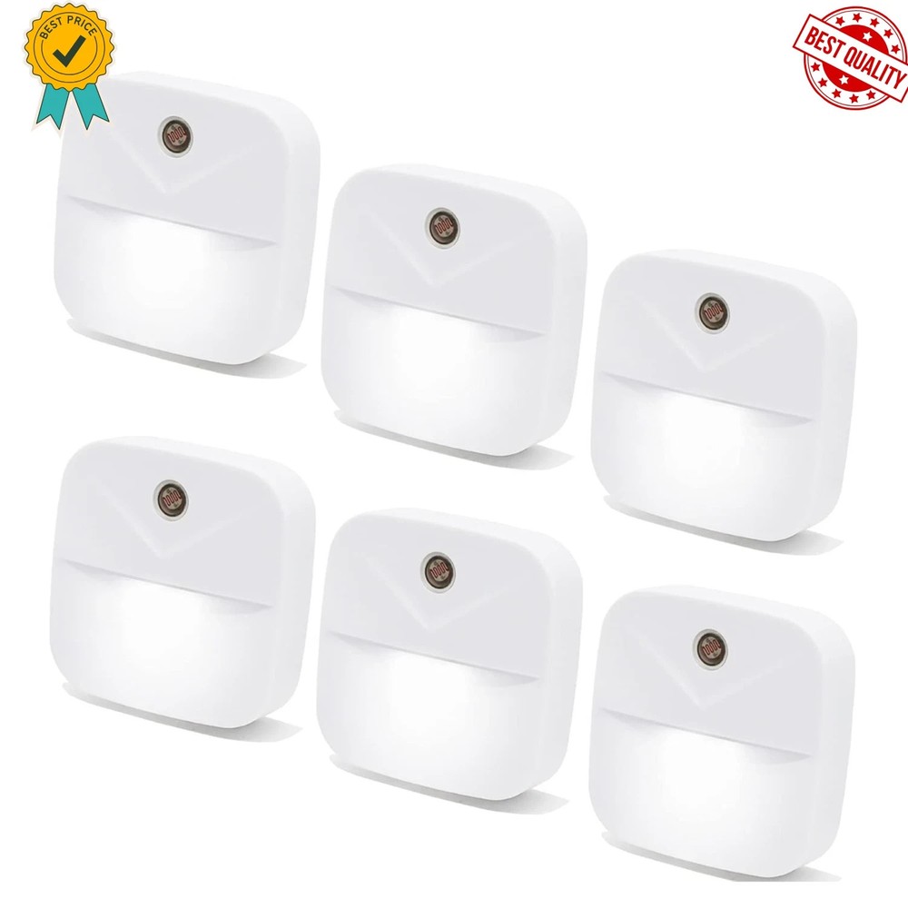Plug-In Night Light LED Motion Sensor Activated Bathroom Kitchen Hallway 6-Pack