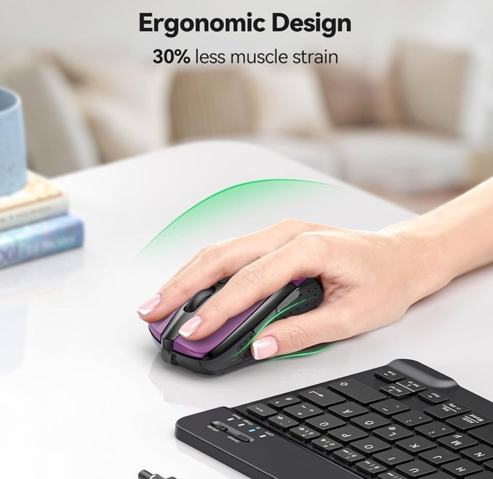 TECKNET Wireless Mouse, 2.4G Ergonomic Optical Mouse, Computer Mouse for Laptop