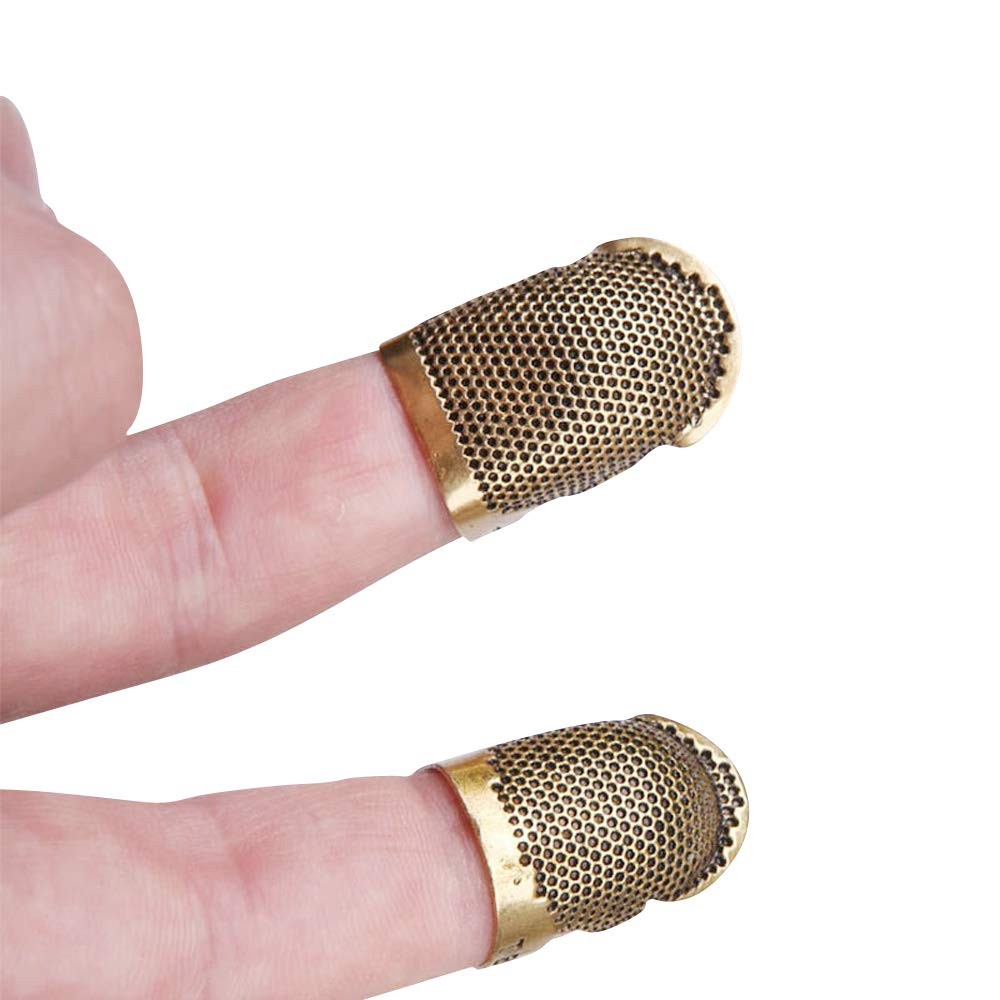 4 Pack Sewing Thimble Finger Protector, Adjustable Metal Shield...