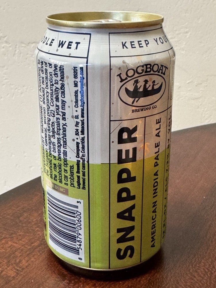 Logboat Brewing Co. Snapper American IPA - Empty Beer Can Bottom Opened