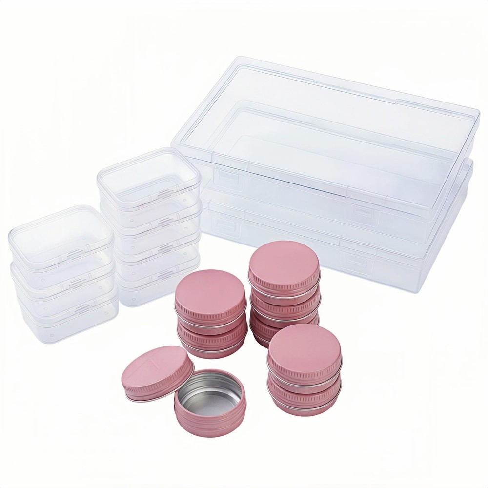 Mixed Storage System,2-Pack Outer Cases with 7 Plastic Boxes & 8 Aluminum Tin...