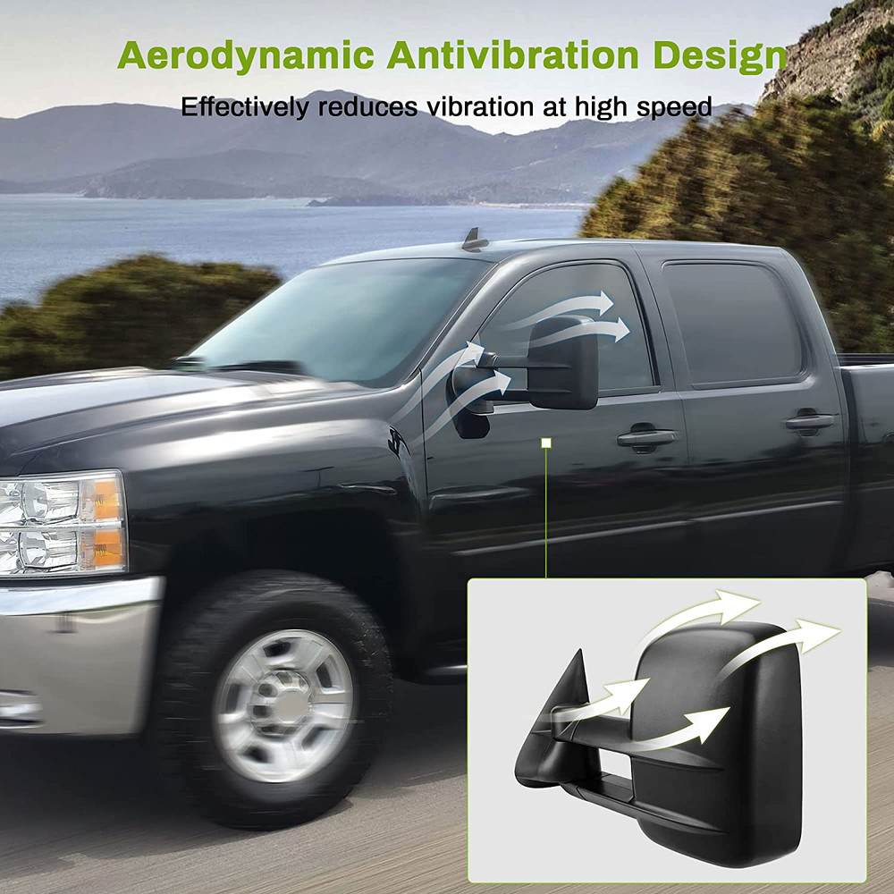 Power Heated Driver & Passenger Side Replacement Towing Mirror, 2007-2014 Chevy