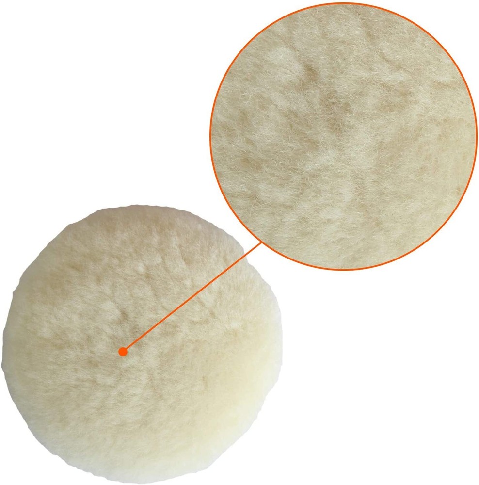 3 Inch Polishing Pad Buffing Pad Kit 4PCS Buffer 100% Natural Wool Hook and Loop