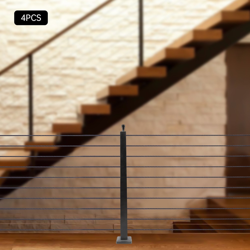 4X Cable Railing Post Railing Column 36"x2"x2" Level drilled Post Adjustable Top