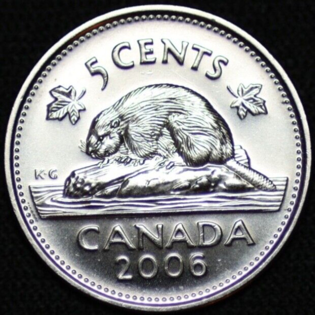 CANADA ~ 2006 P ~ 5 Cents ~ UNC ~ Foreign Coin ☘️ BLUE - #34 ☘️