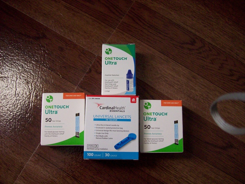 One Touch Ultra  Test Strips plus 100 lancets plus solution exp 3/31/2027