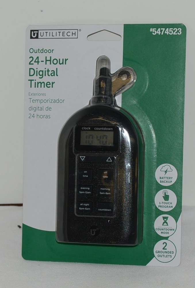 Utilitech 5474523 Outdoor 24 Hour Digital Timer Plug In