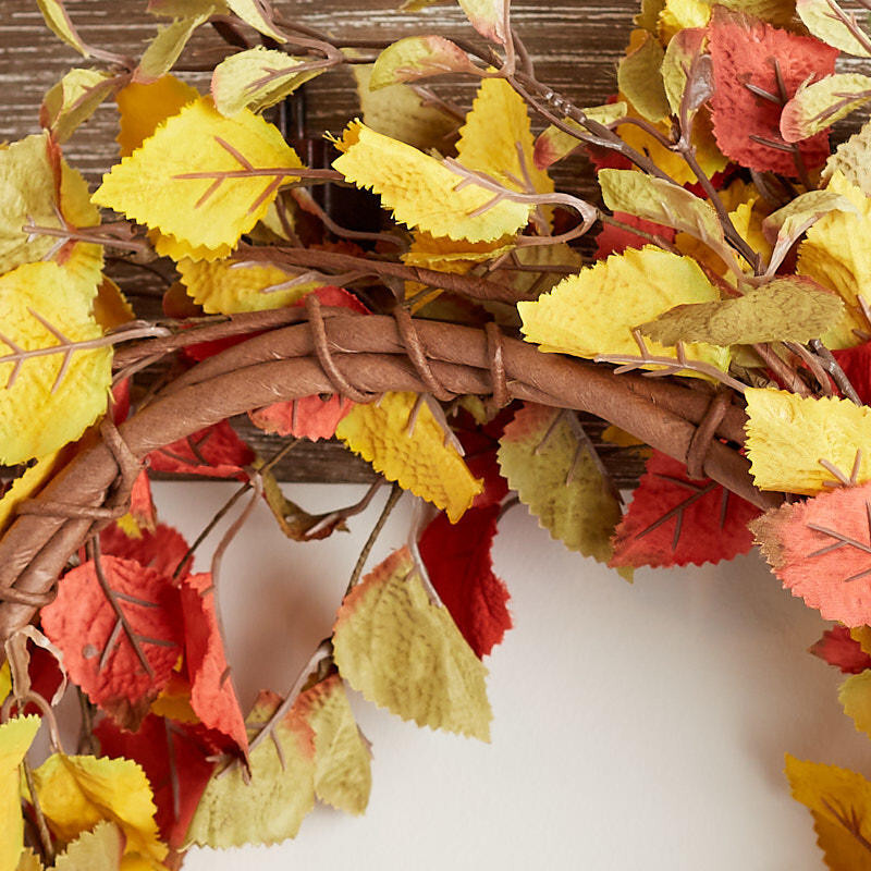20" Artificial Assorted Fall Colored Leaves Wreath