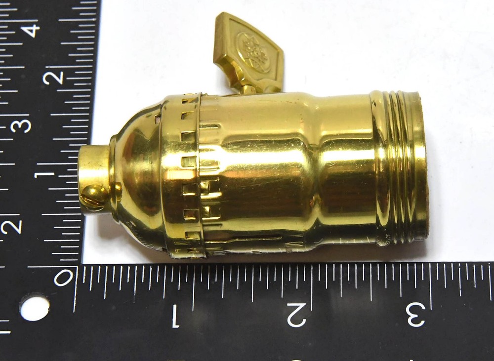 NEW POLISHED BRASS B & P PADDLE SWITCH BULB SOCKET