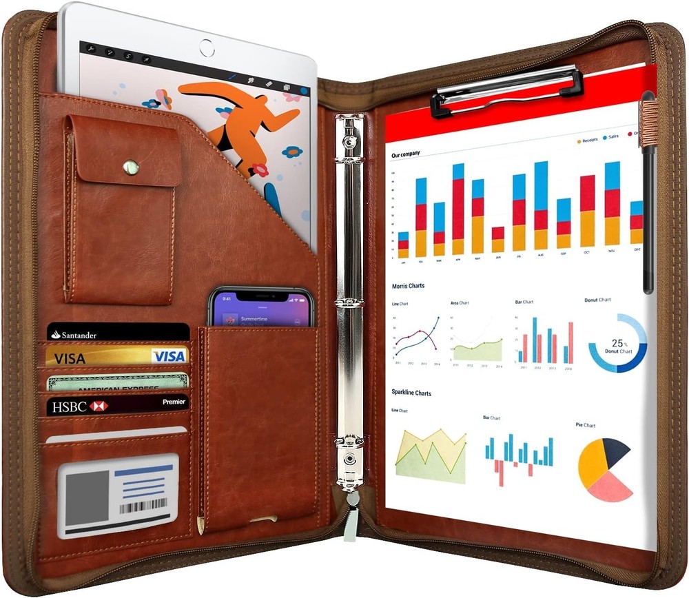 Zippered Leather Portfolio Organizer