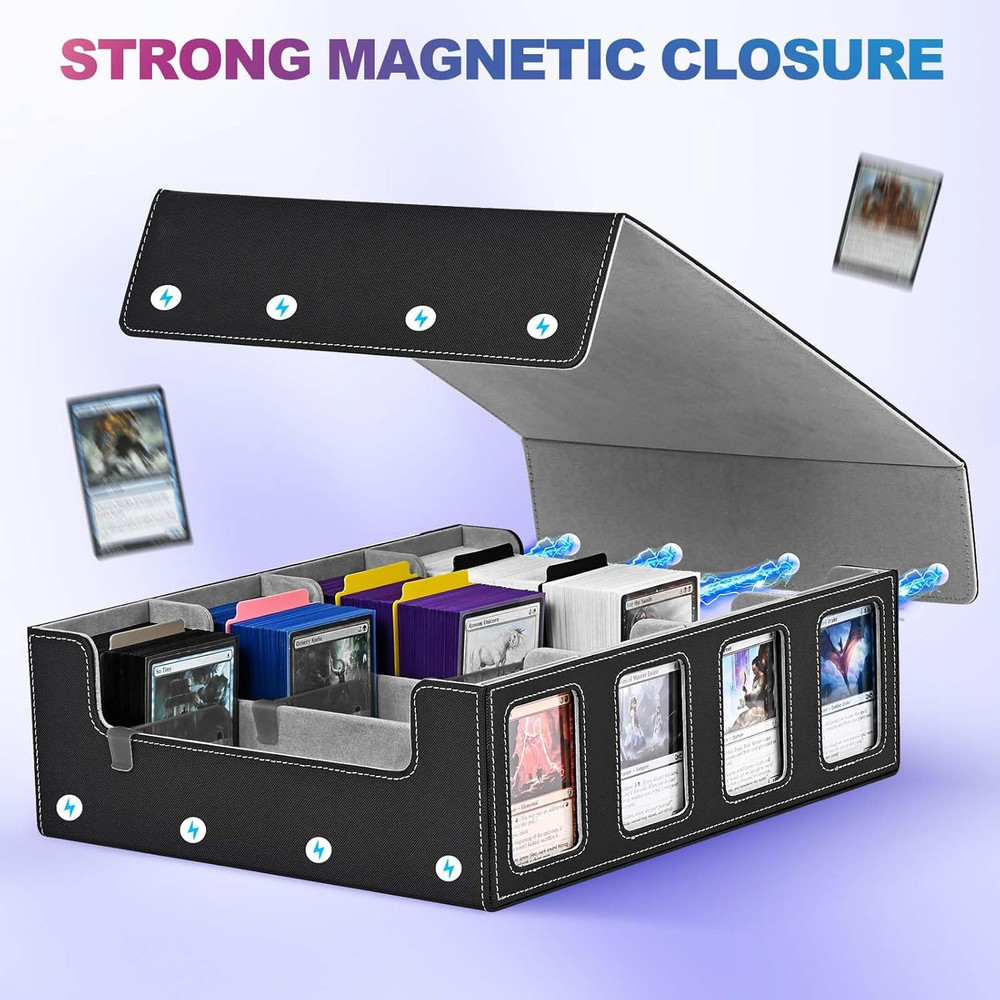 Trading Card Storage Box with Commander Display; 2400+ Deck Box for MTG with Rem