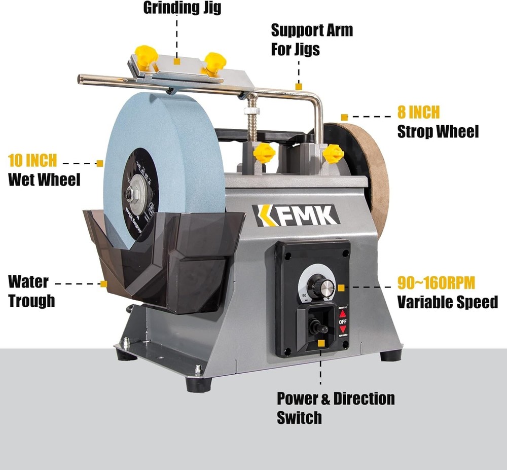 Wet Bench Sharpener 10in Variable Speed Knife Chisel