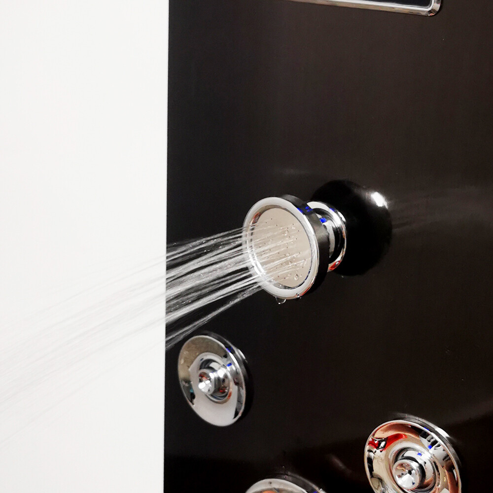 Bathroom Brushed Black ELD Massage Jets Shower Panel Digital Column Faucet Set