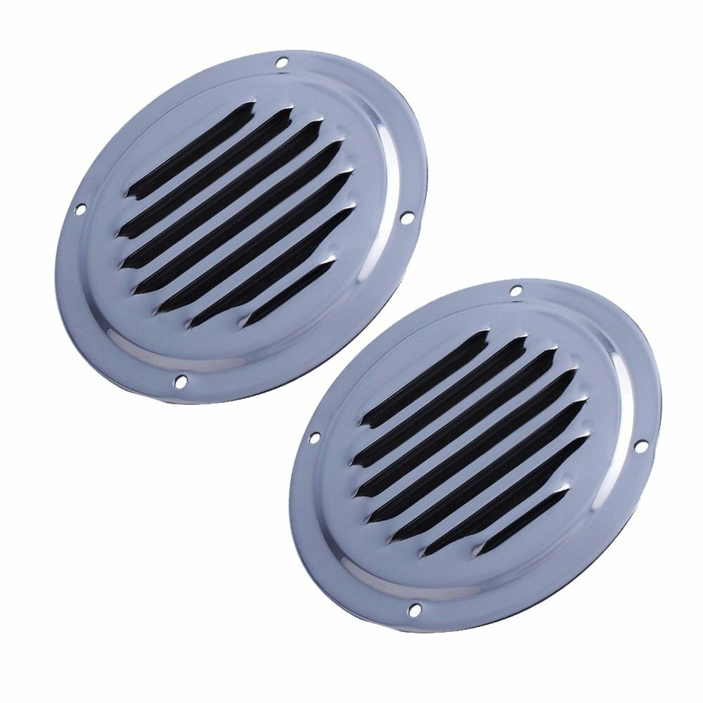 2X Stainless Steel 5" Round Louvered Vent for Marine Boat Yacht RV Ventilation