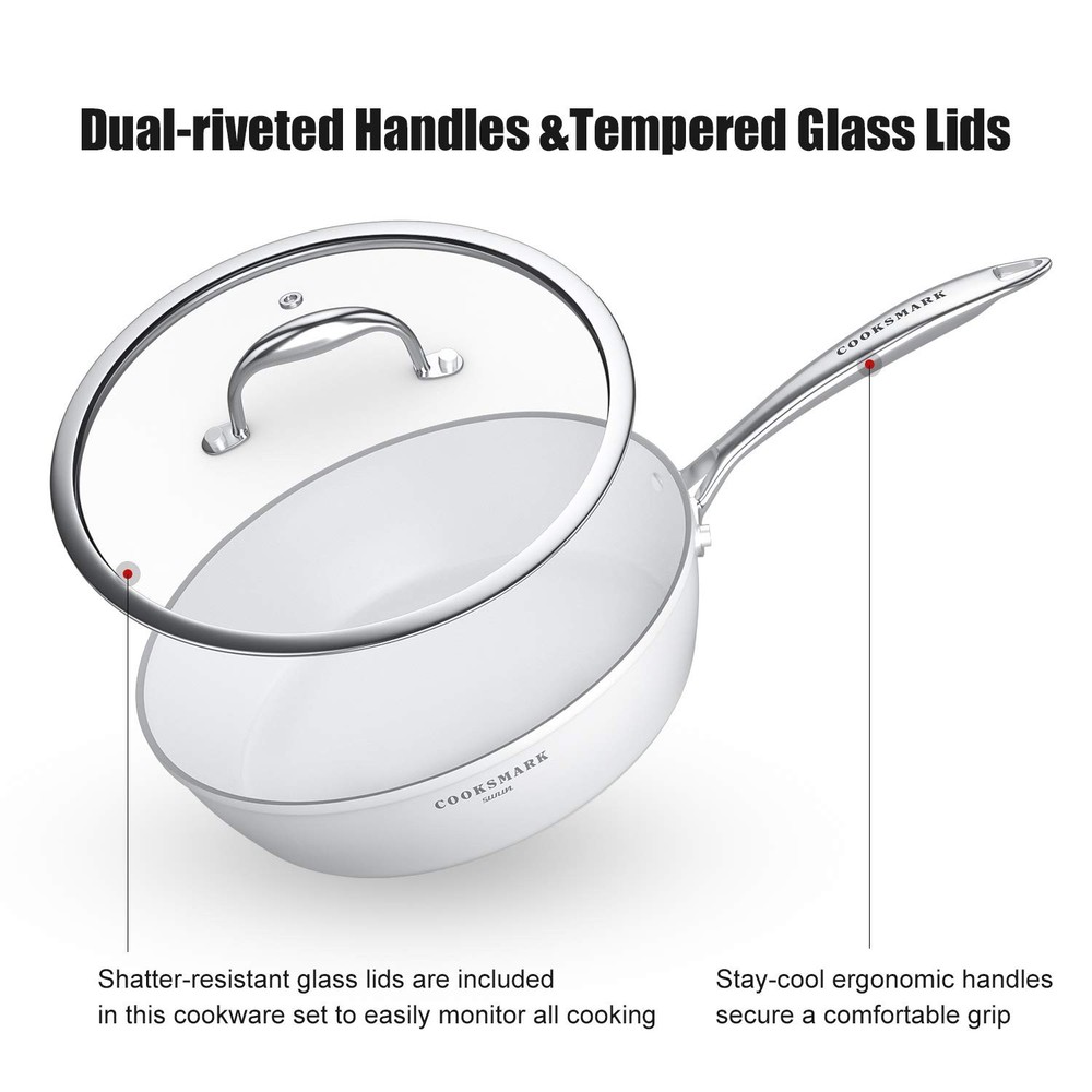 Nonstick Ceramic Cookware Set, Induction & Dishwasher Safe Scratch-Resistant ...