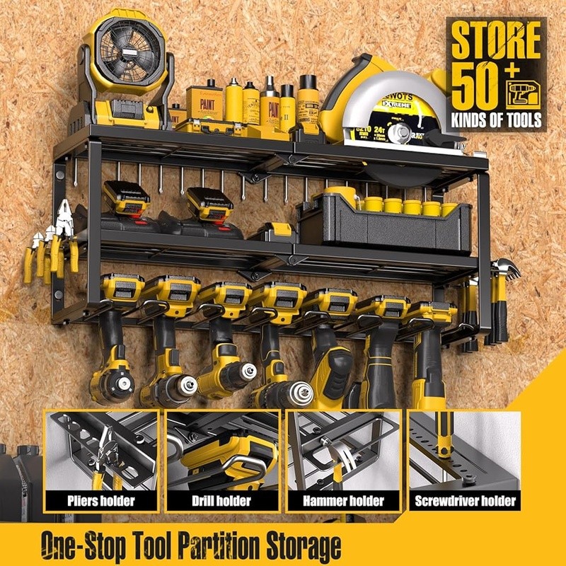 Power Tool Organizer for Tool Storage Drill Holder Wall Mount Garage Tool Shelf