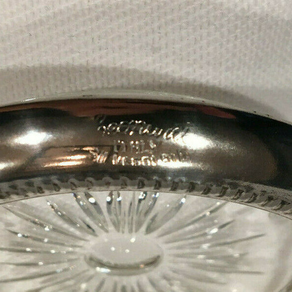 Italy 4 Coasters Leonard Silver Plate Silverplate Rimmed Glass Insert Set