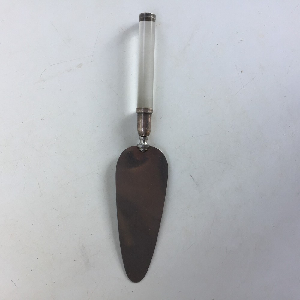 Vtg Acrylic Lucite Handle Sterling Silver Band Pie Cake Server Stainless blade