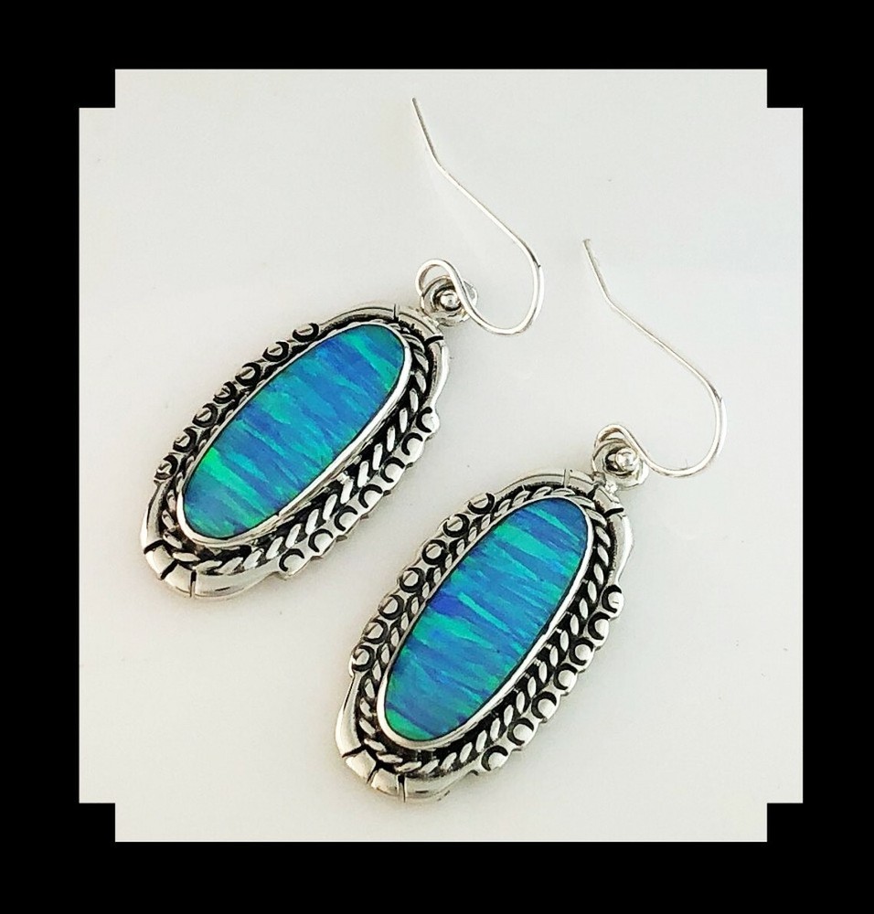 Sterling and Blue Opalite Earrings