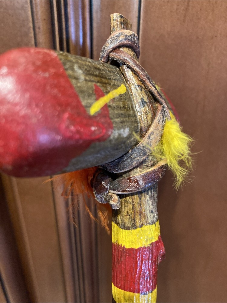 Stone Head Tomahawk Native American War Paint Feathers