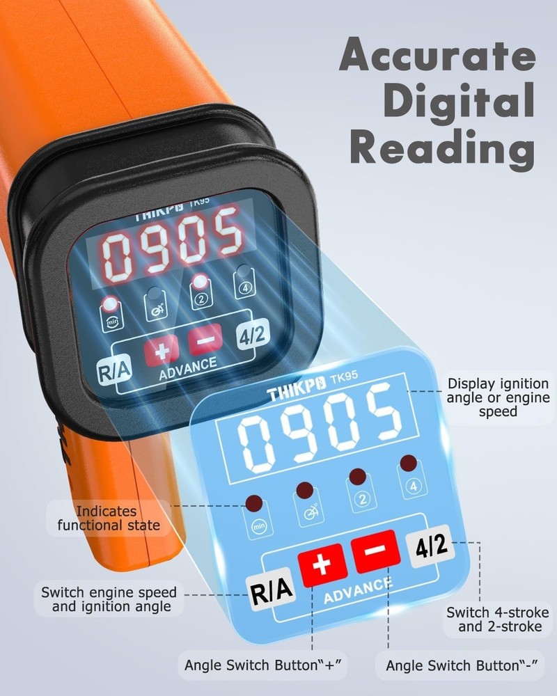 Digital Timing Light 12V Inductive Ignition Gun Tachometer Pro Performance