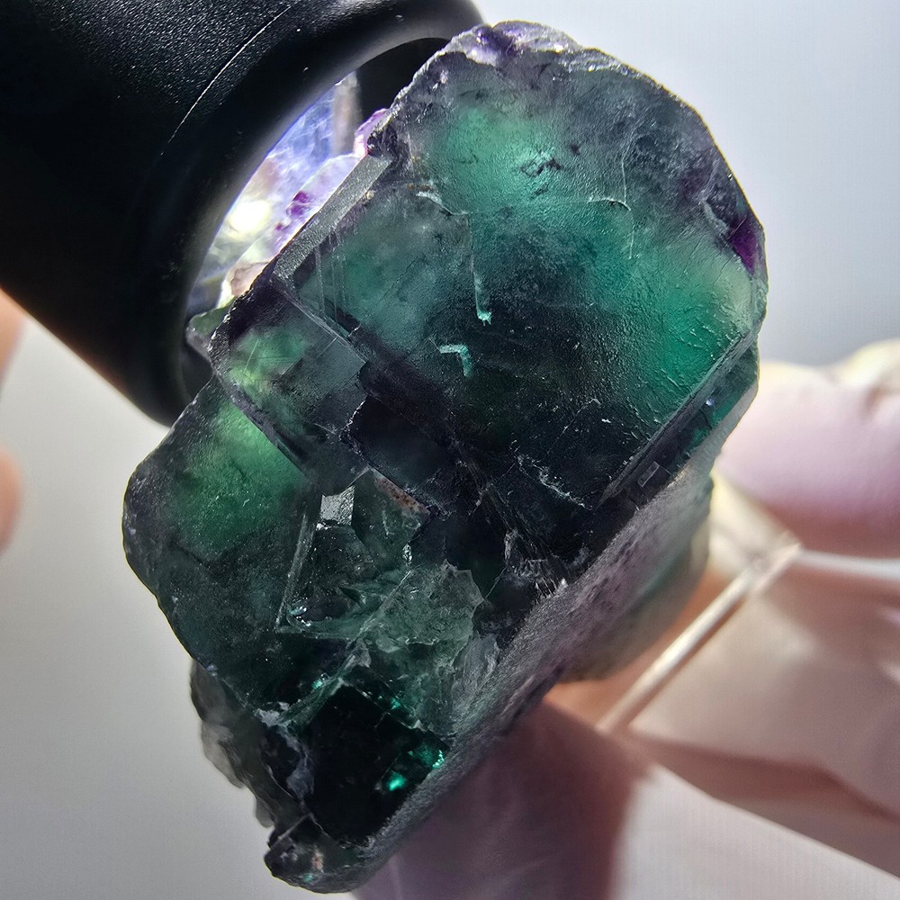 Phantom Fluorite Cube Step, tessellated, green purple Okorusu, Namibia