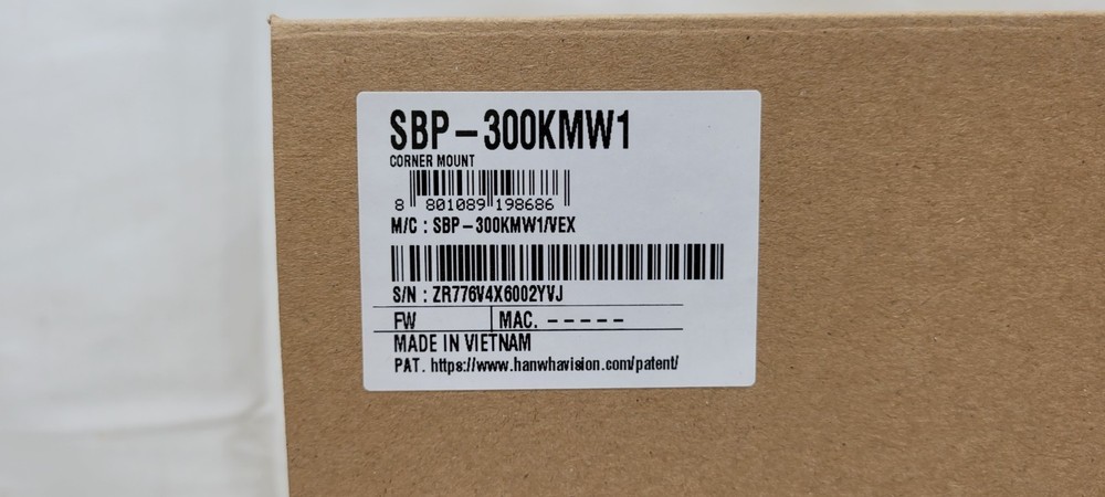 Hanwha Techwin SBP-300KMW1 Corner Mount Adapter Base Security Accessory (White)