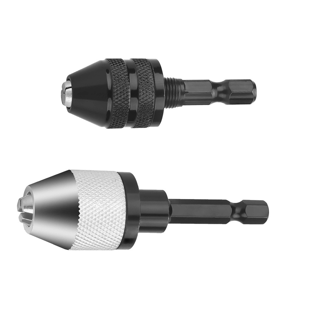 2x Keyless Drill Chuck Adapter 1/4" Hex For Power Tool Quick Change Accessory