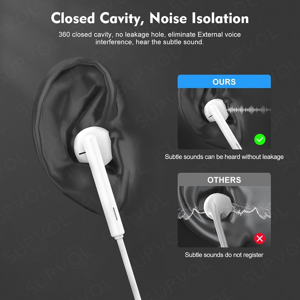Apple Earbuds with Lightning Connector, 2Pack [Apple MFi Certified] iPhone