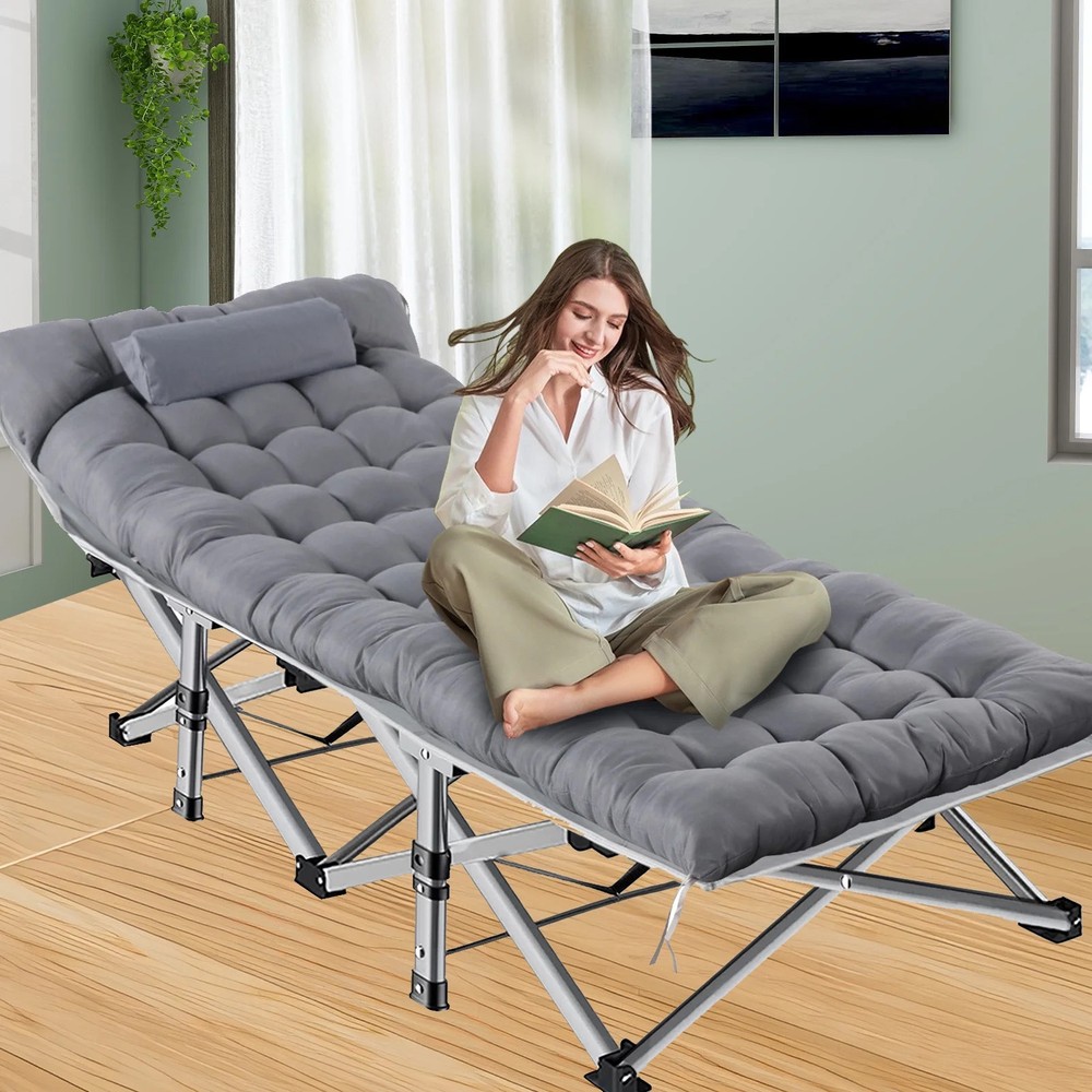 Folding Bed Cot with Pillow, 2 Sided Mattress Heavy Duty Folding Sleeping
