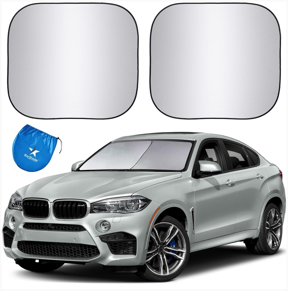 EzyShade Windshield Sun Shade with Medium (Standard), Silver reflective