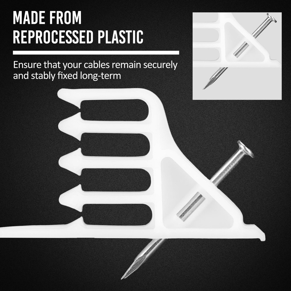 100 Pcs Multi-cable Staple Electrical Wire Plastic Stacker with Nail Stapler ...