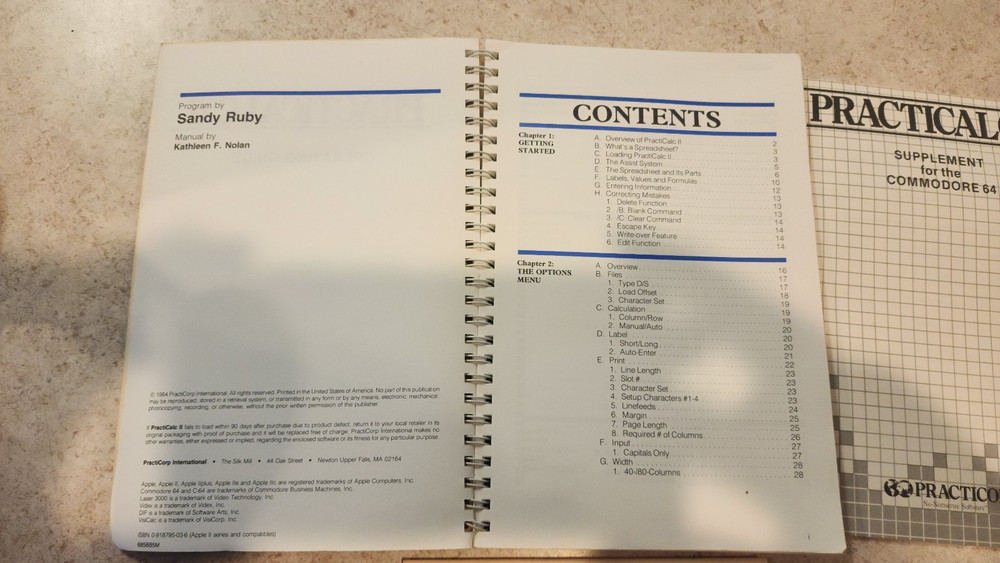 PRACTICALC II PREACTICORP SPREADSHEET PROGRAM MANUALS