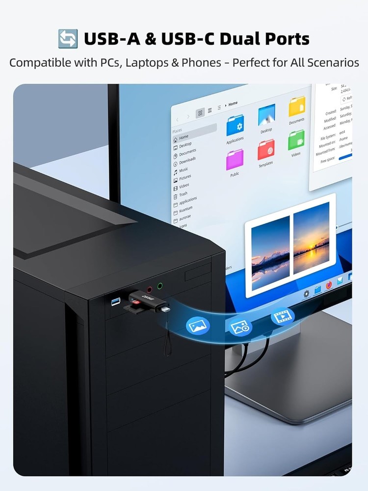 Lightweight SD Card Adapter with Plug & Play - Compatible with All Devices