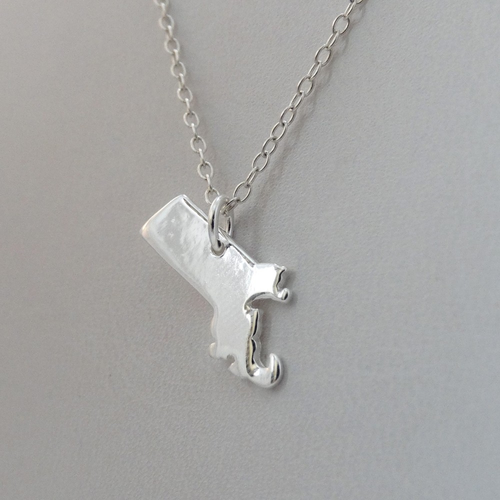Massachusetts State Charm Necklace - Sterling Silver MA