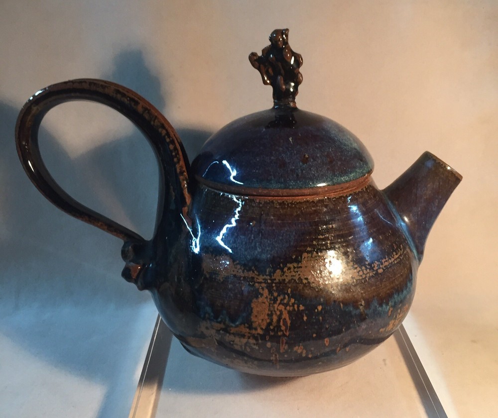 Vintage Art Studio Pottery Stoneware Teapot 8”