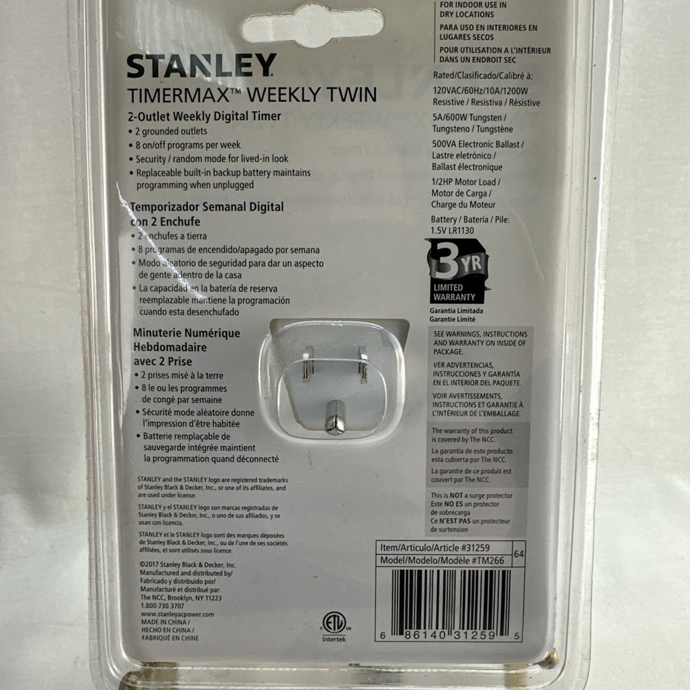 Stanley Timermax Programable Digital Indoor Weekly Timer NEW